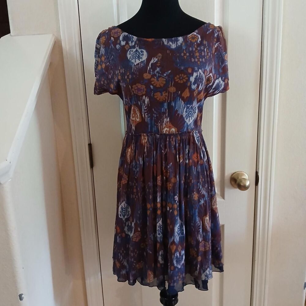 Anthropologie Weston Wear Southwestern Ikat Mesh Caraz Mini Dress XS Boho Indie